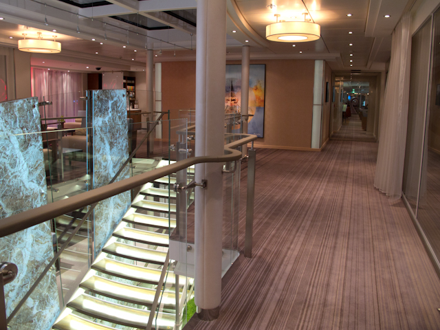 The Upper Atrium area aboard Viking Odin, facing forward. Photo © 2012 Aaron Saunders
