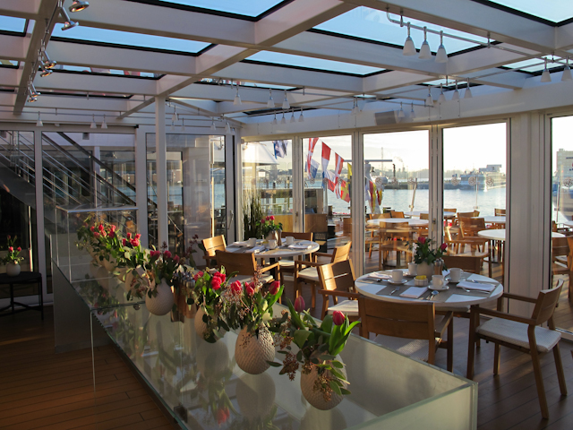 One of the greatest innovations aboard Viking Odin and her Longship sisters is the indoor/outdoor Aquavit Terrace. Photo © 2012 Aaron Saunders
