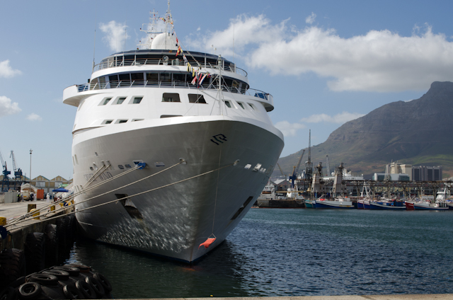 Silversea's beautiful Silver Wind docked in Cape Town, South Africa on Friday, January 25, 2013. Photo © 2013 Aaron Saunders