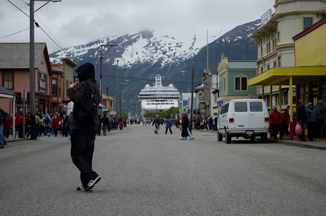 How busy is it in Skagway? Busy enough that this was the best street scene I could catch. Photo © 2013 Aaron Saunders