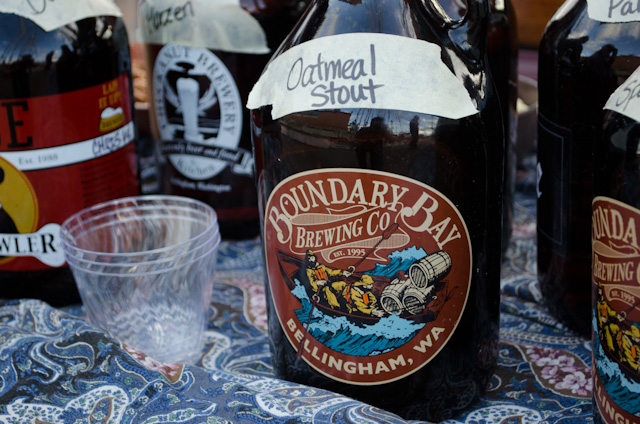 Enjoying some "growlers" provided by the Boundary Bay Brewing Company for our overnight pre-cruise stay aboard the Zodiac. Photo © 2013 Aaron Saunders