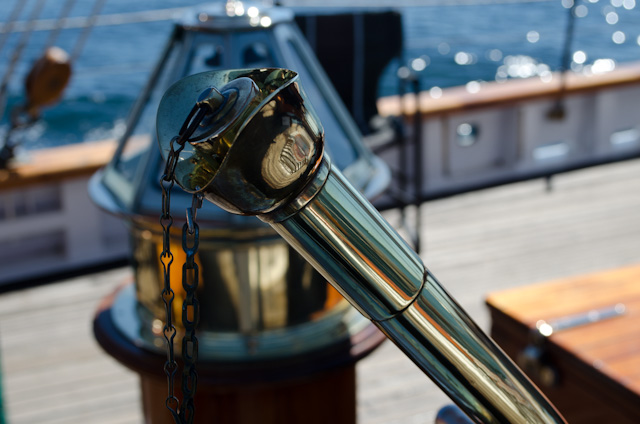 The ship was looking mighty fine, as shown in this sparkling shot of the pneumatic speaking tube. Photo © 2013 Aaron Saunders