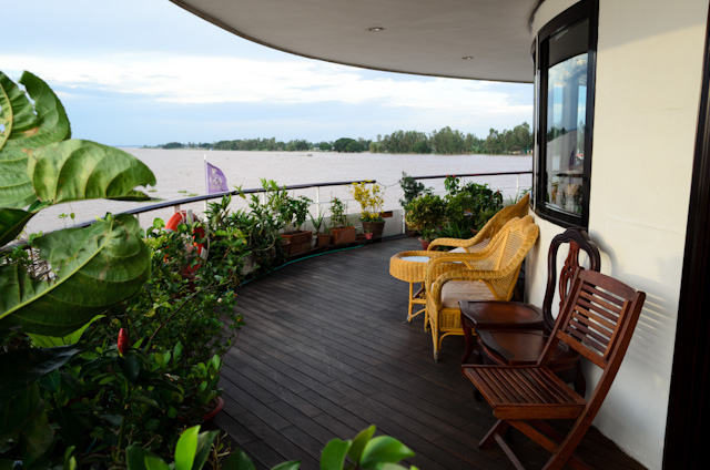 All the way forward on Deck 3 is the Navigation Bridge aboard AmaLotus, along with a fantastic (and hidden) open deck area. Photo © 2013 Aaron Saunders