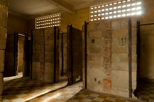 Former classrooms were turned into prisons, with cells barely big enough to fit a single person into. Photo © 2013 Aaron Saunders