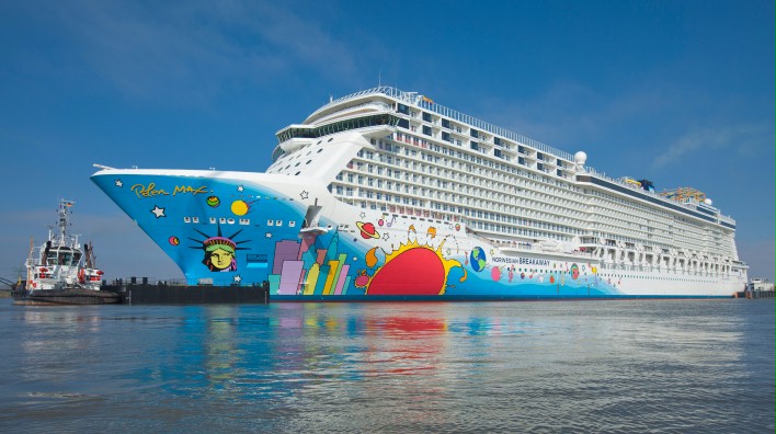 Norwegian's new Breakaway Plus vessels will be larger, but still derived from, Norwegian Breakaway. Photo courtesy of Meyer-Werft.