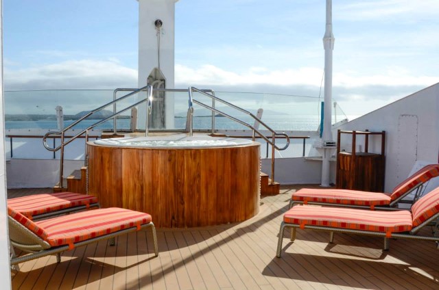 The new outdoor hot tub aboard Silver Galapagos. Photo courtesy of Silversea.