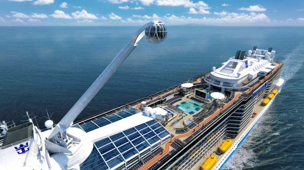 Quantum of the Seas will even feature a capsule known as the NorthStar that will whisk guests high above the ship - and the sea. Photo courtesy of Royal Caribbean.