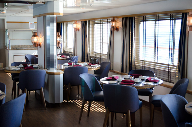 The Discoverer Lounge is the place to be onboard Silver Discoverer for breakfast, lunch, and afternoon tea. Photo © 2014 Aaron Saunders