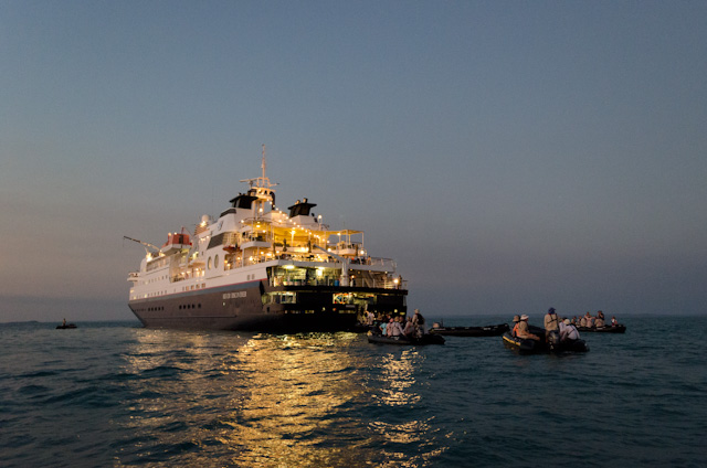 Silver Discoverer, photographed in the early evening off Montgomery Reef, Australia. Photo © 2014 Aaron Saunders