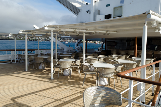 The Grill, all the way aft on Deck 5, is the place to be for lunch and dinners outdoors! Photo © 2014 Aaron Saunders