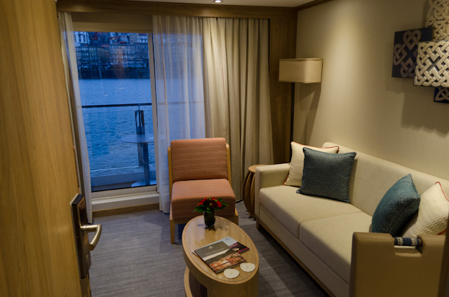How Suite It Is: The living area in one of Viking Hemming's Category AB Suites on Middle Deck, 2. Photo © 2014 Aaron Saunders