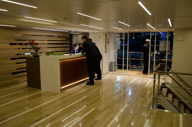 It's not as glamorous as the space aboard the Viking Longships, but the Reception Area aboard Viking Hemming serves its purpose. Photo © 2014 Aaron Saunders