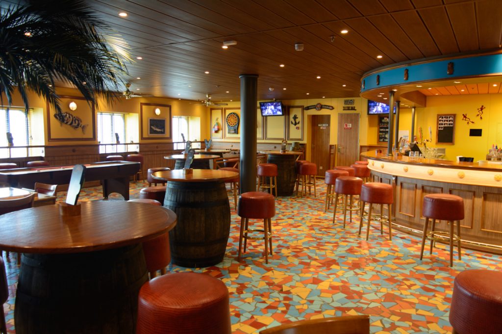 The RedFrog Pub on Deck 2 forward is nearly identical to the space found on other Carnival ships...Photo © 2016 Aaron Saunders