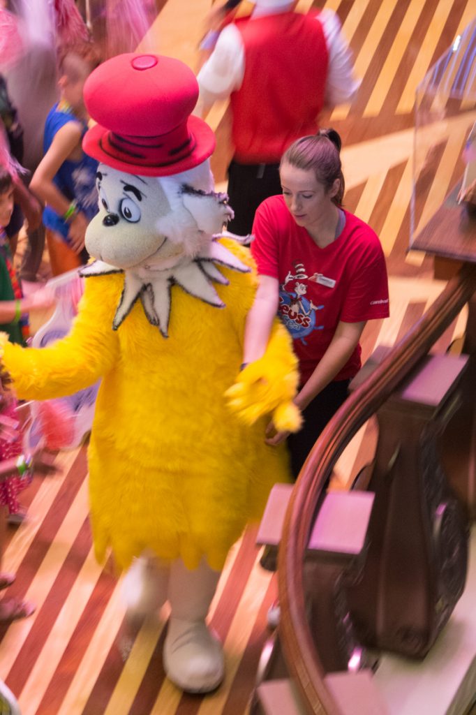 One of the youth staff guides Sam I Am through the throng of excited children (and, let's face it - adults, too). Photo © 2016 Aaron Saunders