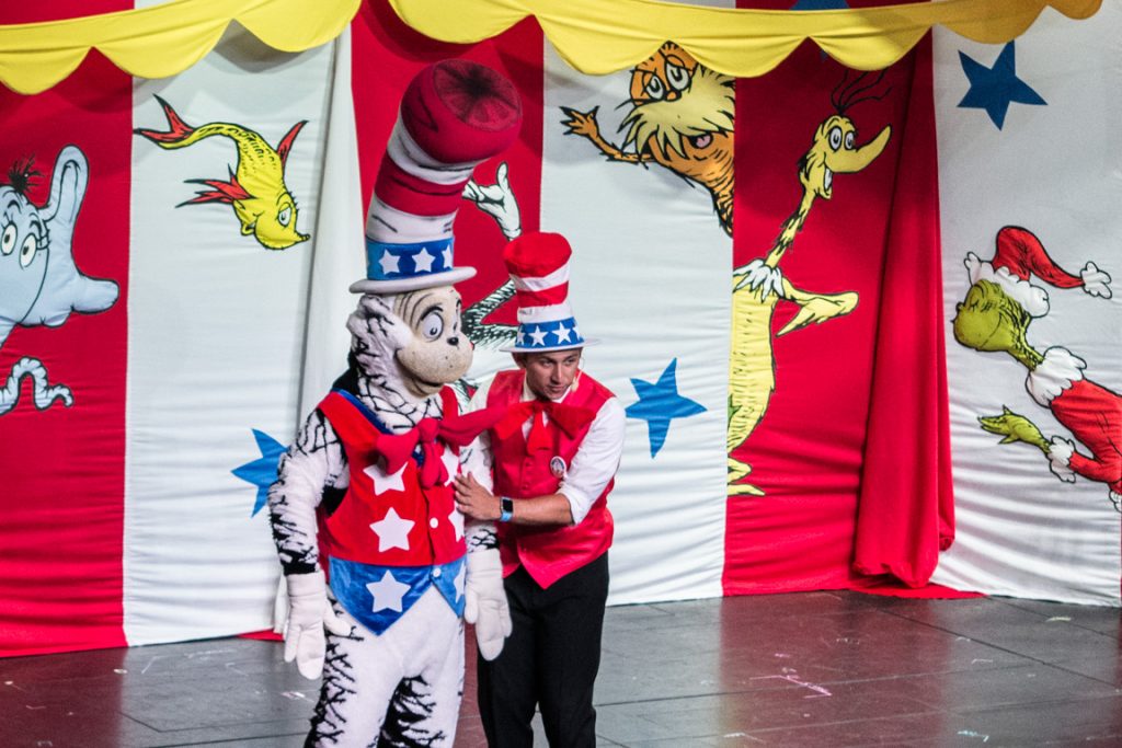 The Cat in the Hat is running for President today aboard Carnival Pride. Photo © 2016 Aaron Saunders