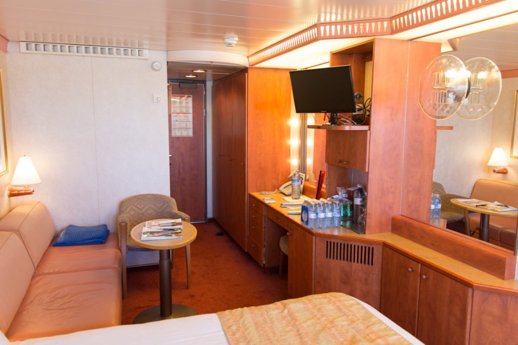 Balcony staterooms like this run approximately 185 square feet, and offer plenty of space for two. Photo © 2016 Aaron Saunders