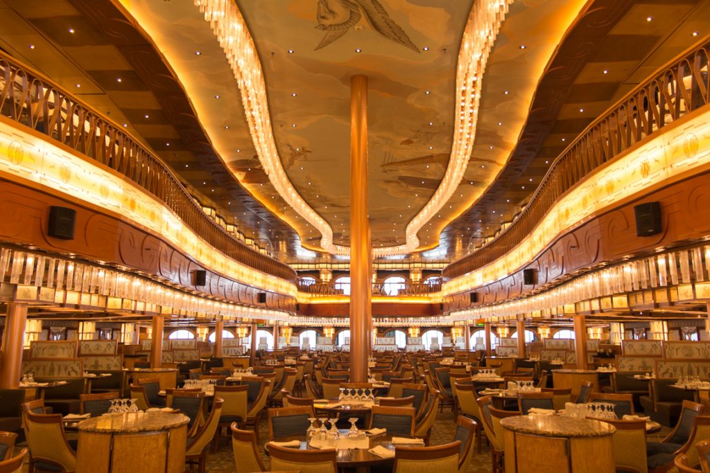 Brunch was held on the lower level of Carnival Pride's gorgeous Normandie Restaurant. Photo © 2016 Aaron Saunders