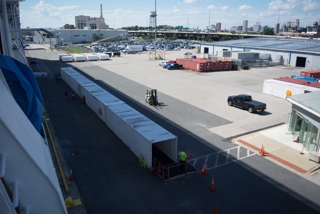 Instead, guests get to take a stroll through four shipping containers - in temperatures that broke the 100F mark. Photo © 2016 Aaron Saunders