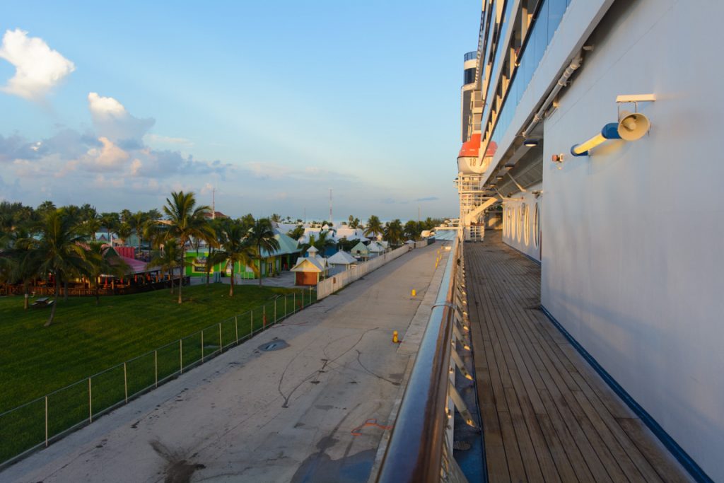 Out on deck at 7:00 a.m. as Carnival Pride eases alongside in Freeport, Bahamas for the morning. Photo © 2016 Aaron Saunders