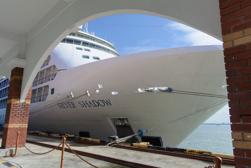 Silver Shadow, docked in Georgetown, Penang, Malaysia at the start of our cruise. Photo © 2016 Aaron Saunders